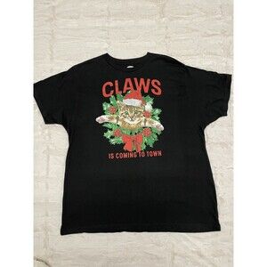 Holiday Time Claws Is Coming To Town Mens Short Sleeve XL T-Shirt New W/ Tags